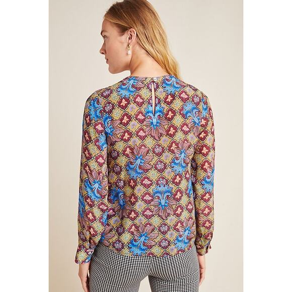 New Anthropologie Selene Geometric Long Sleeve Blouse by TANVI KEDIA Size 6 - Picture 3 of 4